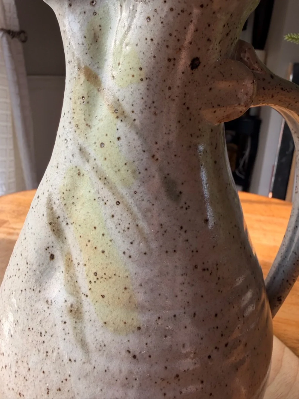 Handmade Studio Art Pottery Pitcher — Speckled Ash Glaze, Signed, Vintage - Picture 7 of 7